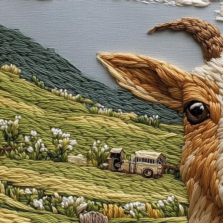 Farm Goat animal art print close-up detail