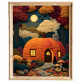 Pumpkin Cottage Halloween art print framed