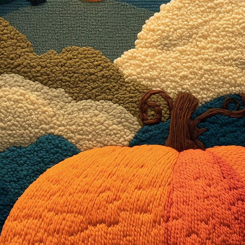Pumpkin Cottage Halloween art print close-up detail