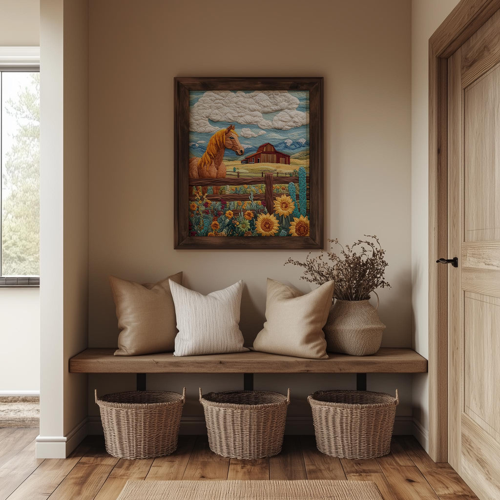 Ranch Horse animal art print shown in a room setting