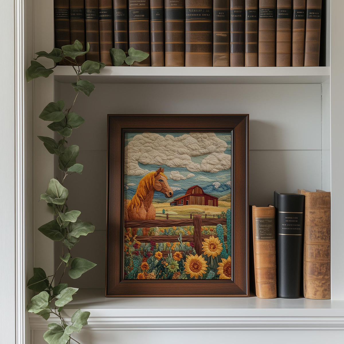 Ranch Horse animal art print shown in a room setting