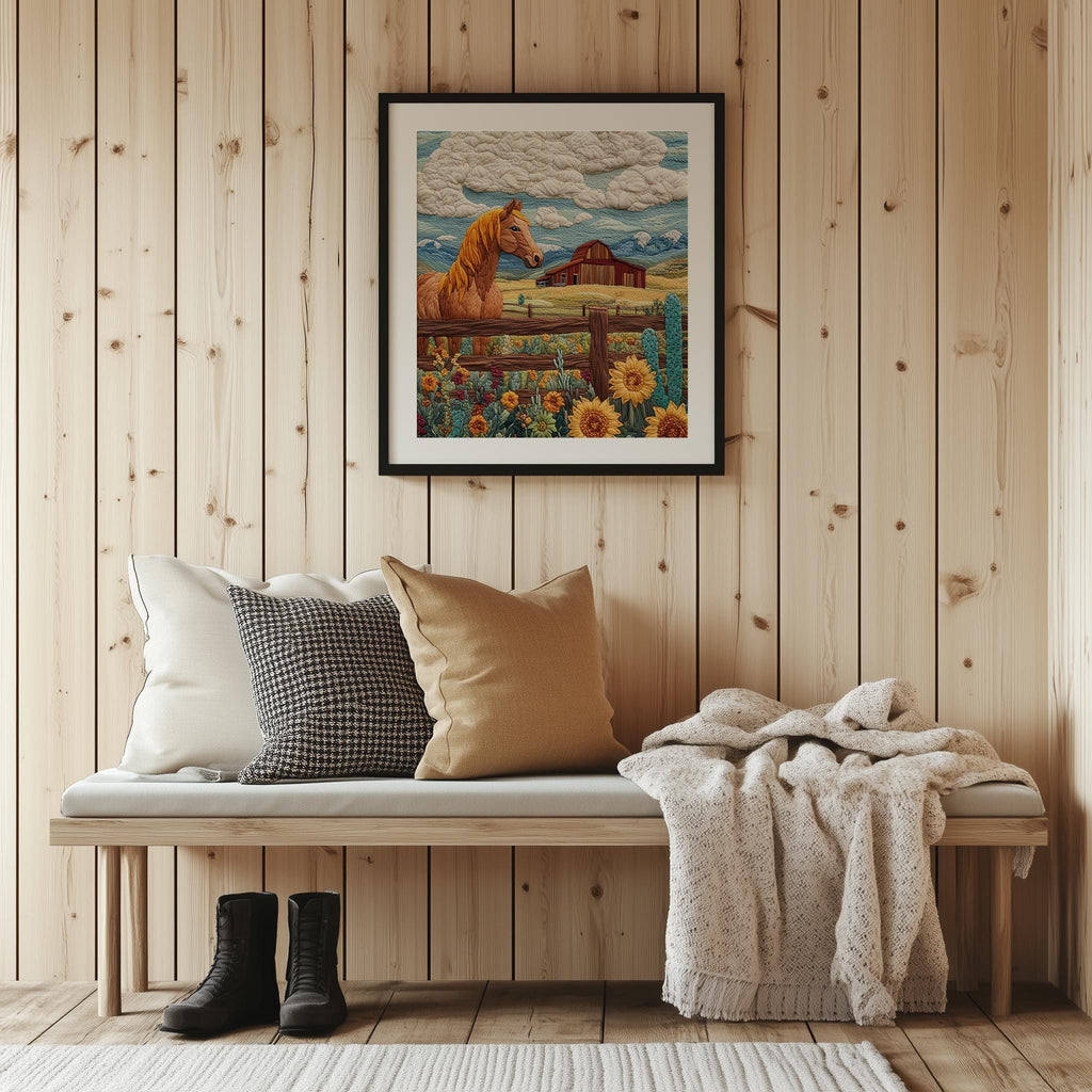 Ranch Horse animal art print shown in a room setting