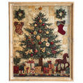 Patchwork Tree Christmas art print framed