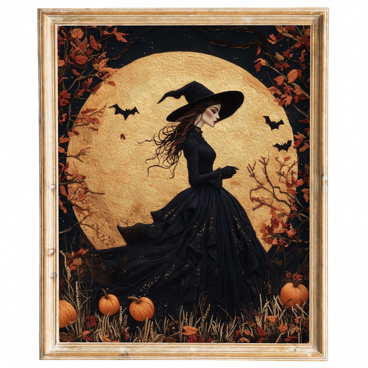 Tapestry Moon Witch Halloween art print framed