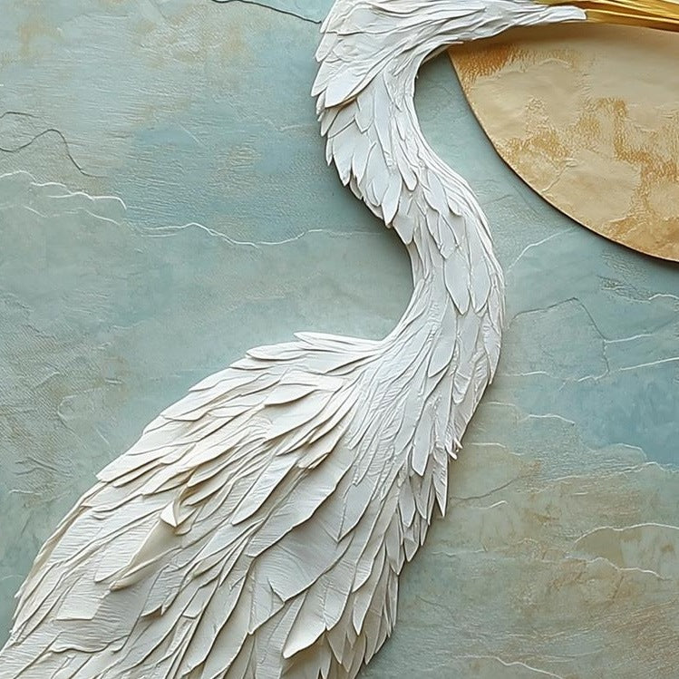 White Heron Sun animal art print close-up detail