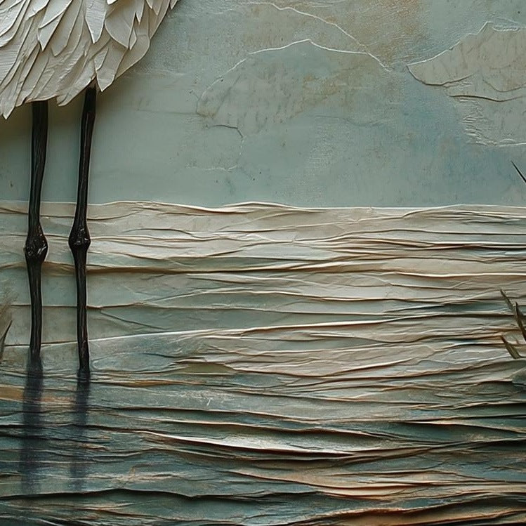 White Heron Sun animal art print close-up detail