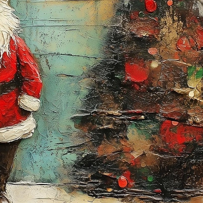 Folk Santa Christmas art print close-up detail