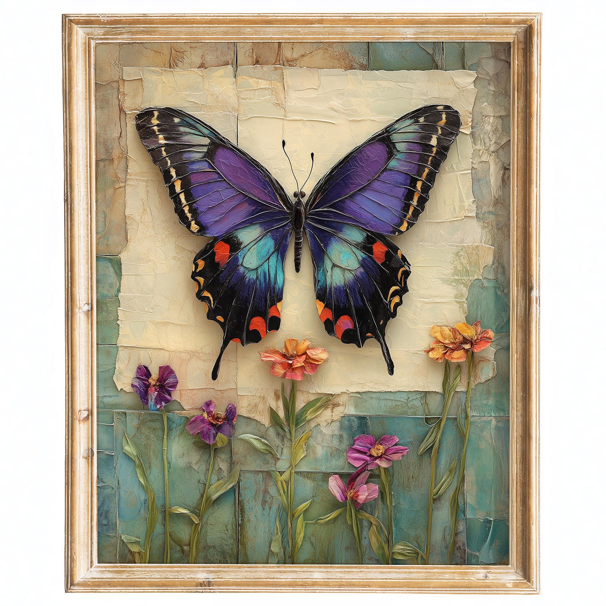 Purple Butterfly animal art print framed