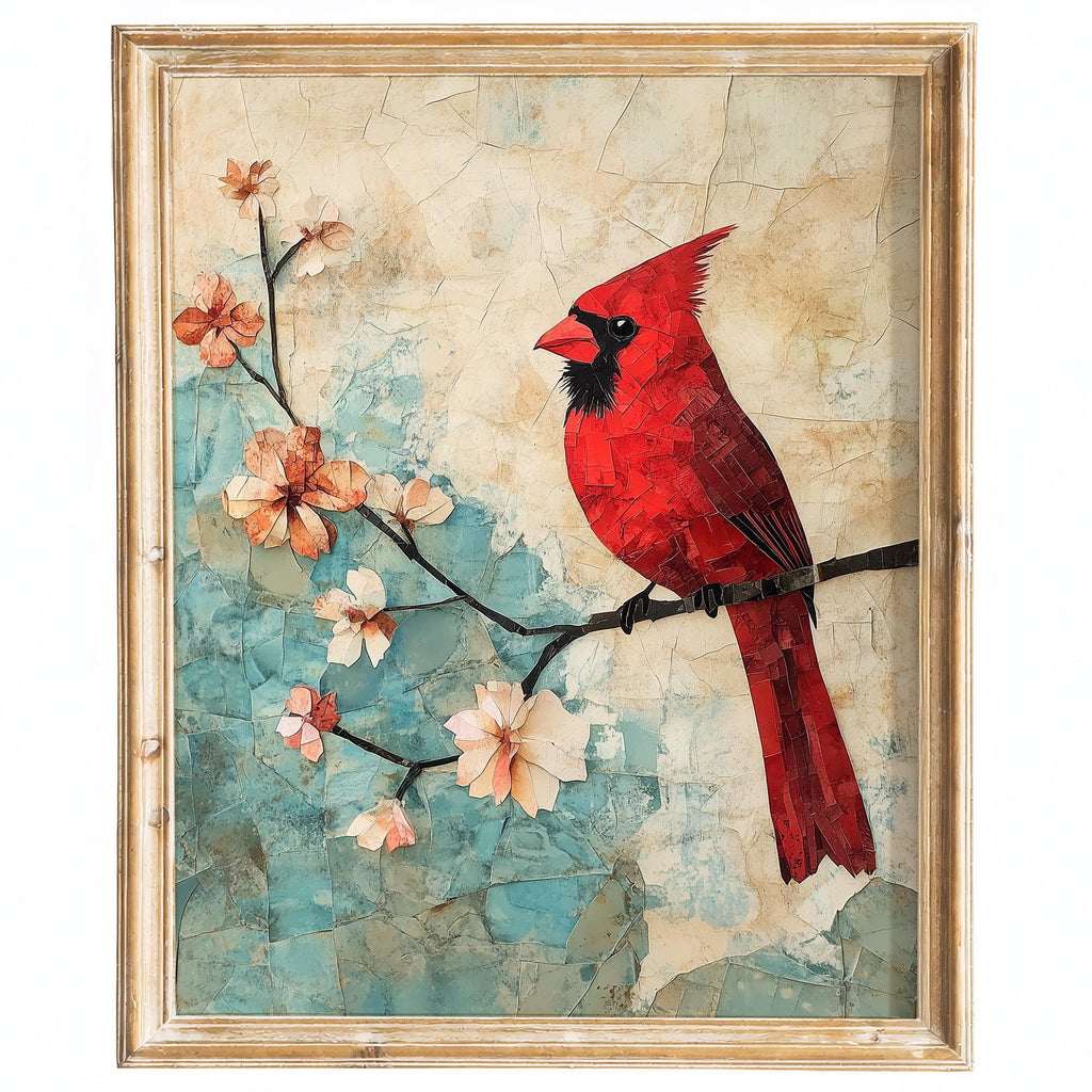 Red Cardinal animal art print framed