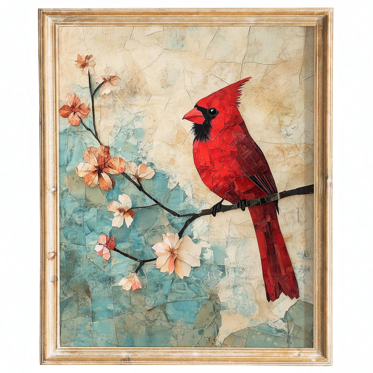 Red Cardinal animal art print framed