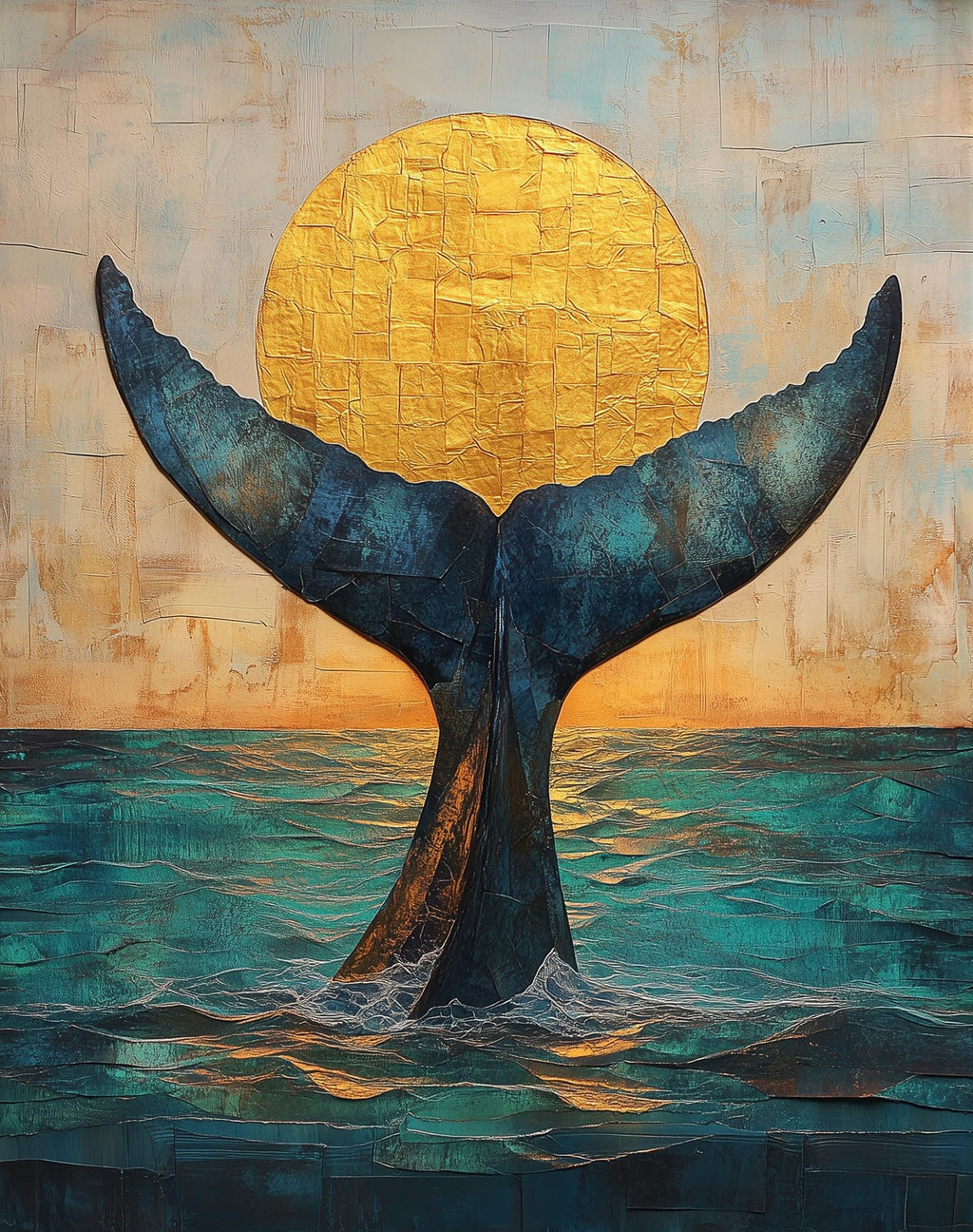 Whale Tail Sunset animal art print unframed, signed by Pattie Overcash