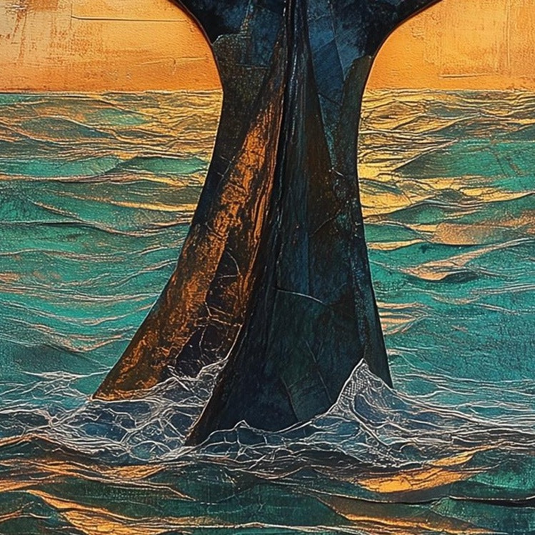 Whale Tail Sunset animal art print close-up detail