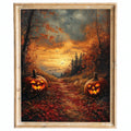 Forest Pumpkin Path Halloween art print framed