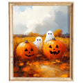 Sunny Pumpkin Ghosts Halloween art print framed
