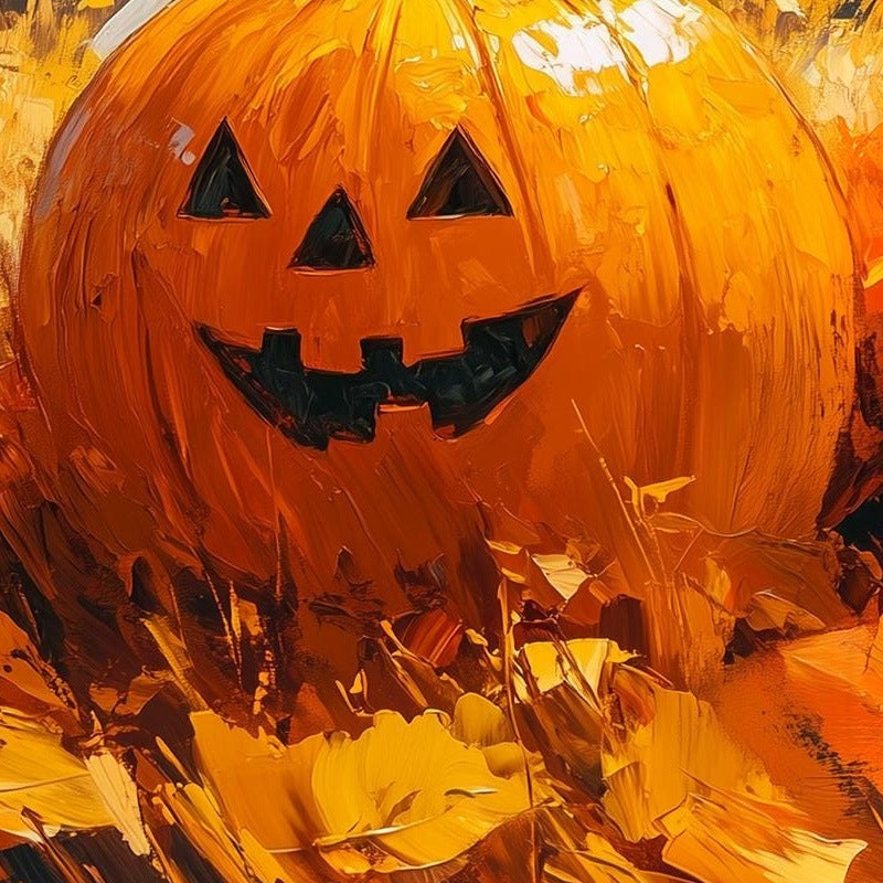 Pumpkin Patch Ghosts Halloween art print close-up detail