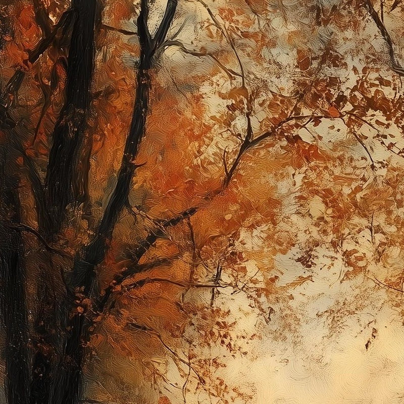 Misty Pumpkin Path fall art print close-up detail