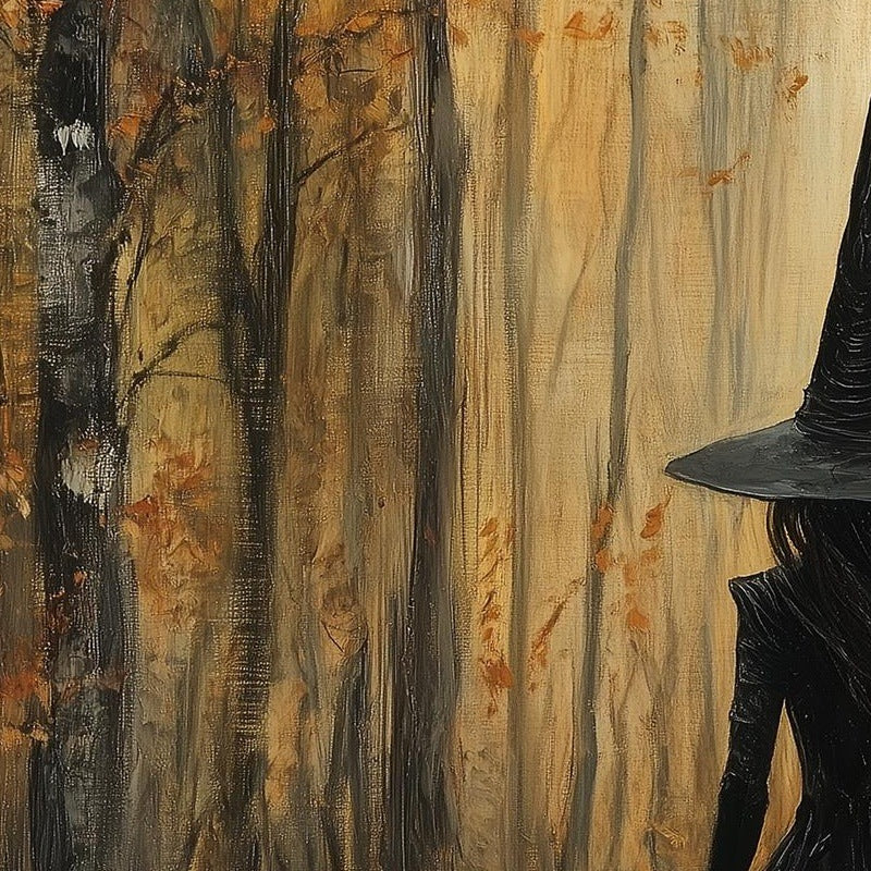 Forest Path Witch Halloween art print close-up detail