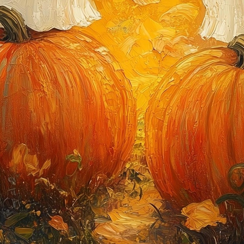 Pumpkin Ghost Pair Halloween art print close-up detail