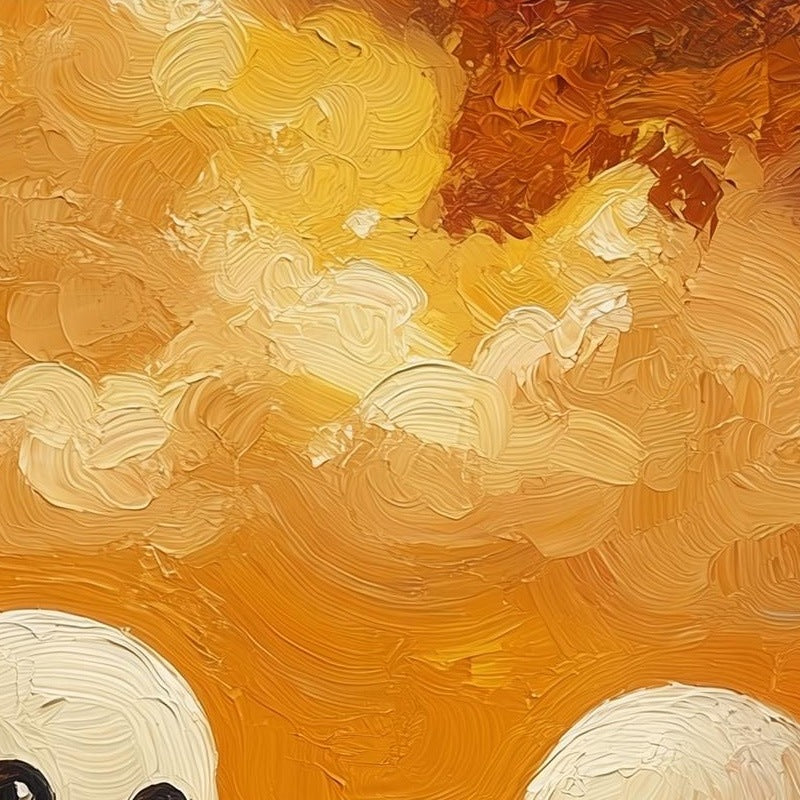 Pumpkin Ghost Pair Halloween art print close-up detail