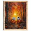 Golden Forest Ghosts Halloween art print framed