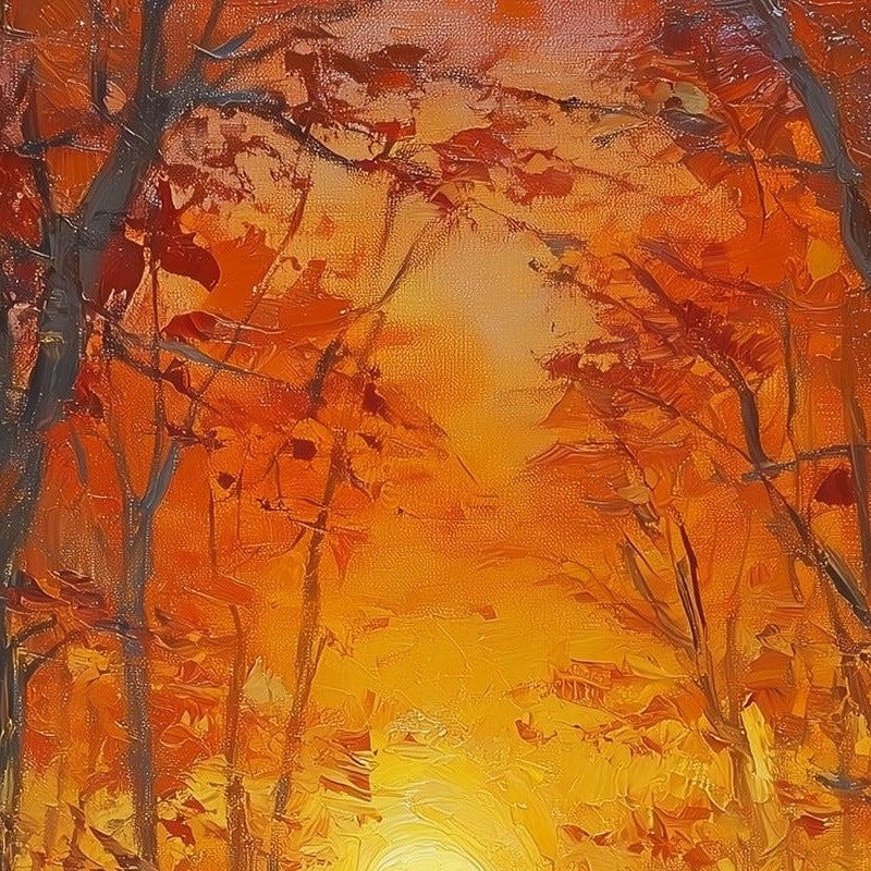 Golden Forest Ghosts Halloween art print close-up detail