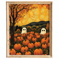 Ghost Pumpkin Patch Halloween art print framed