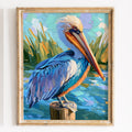 Colorful Pelican animal art print framed