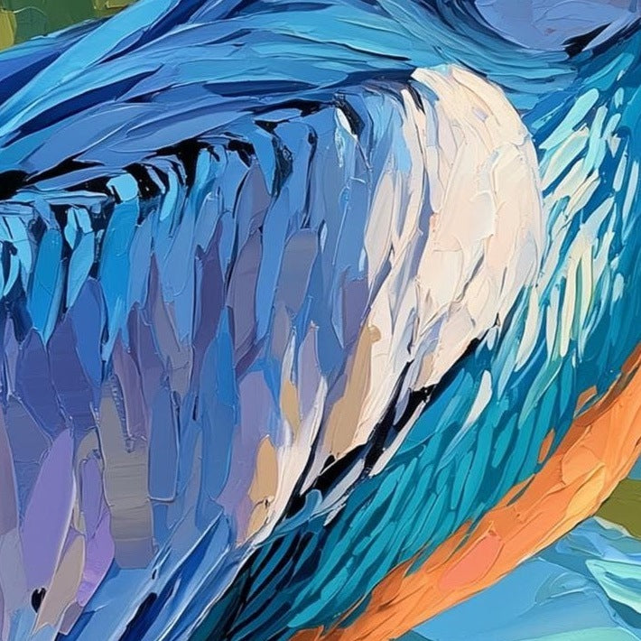 Colorful Pelican animal art print close-up detail