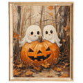 Ghost Pumpkin Pair Halloween art print framed