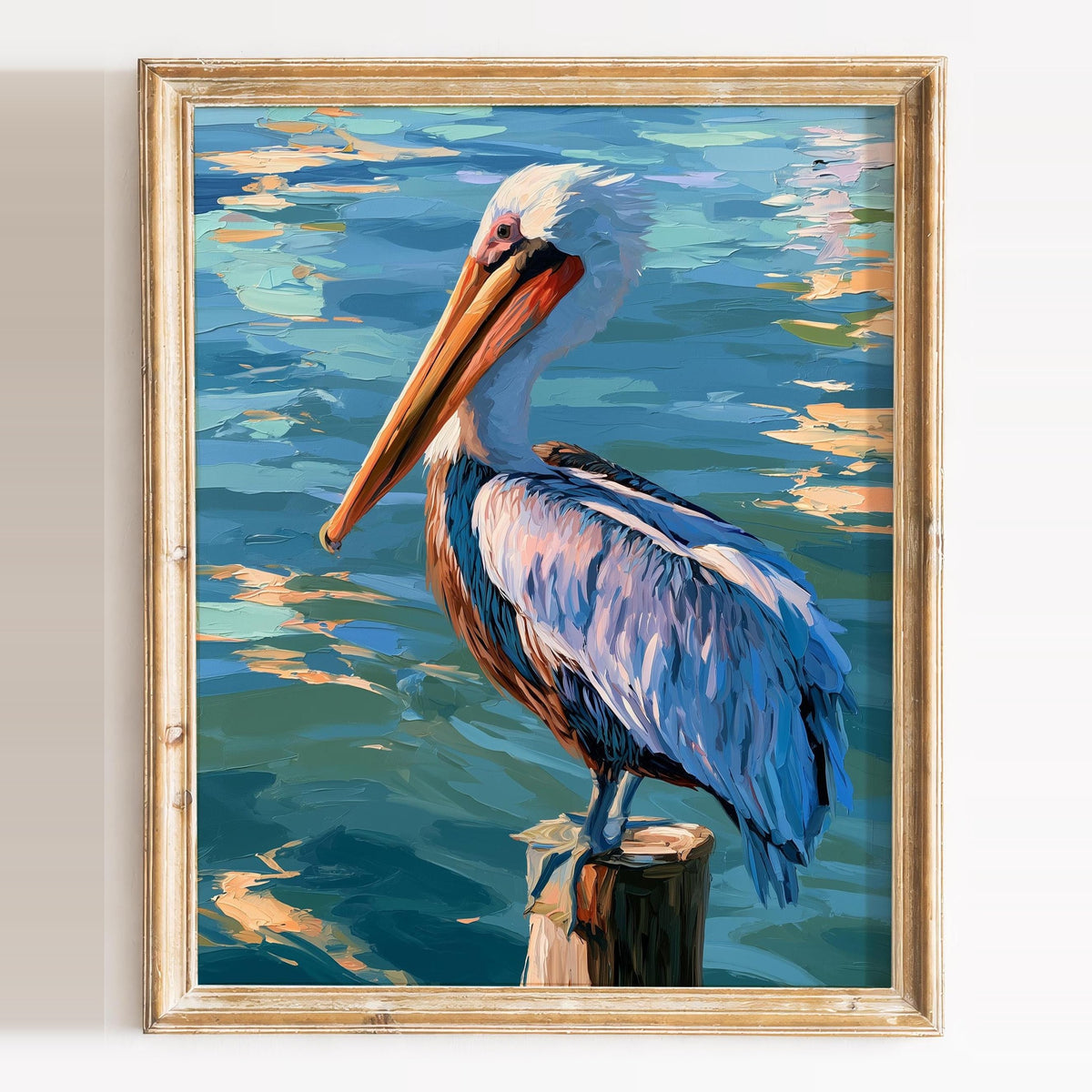 Pelican Post animal art print framed