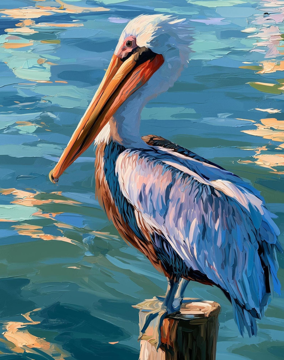 Pelican Post animal art print unframed, signed by Pattie Overcash