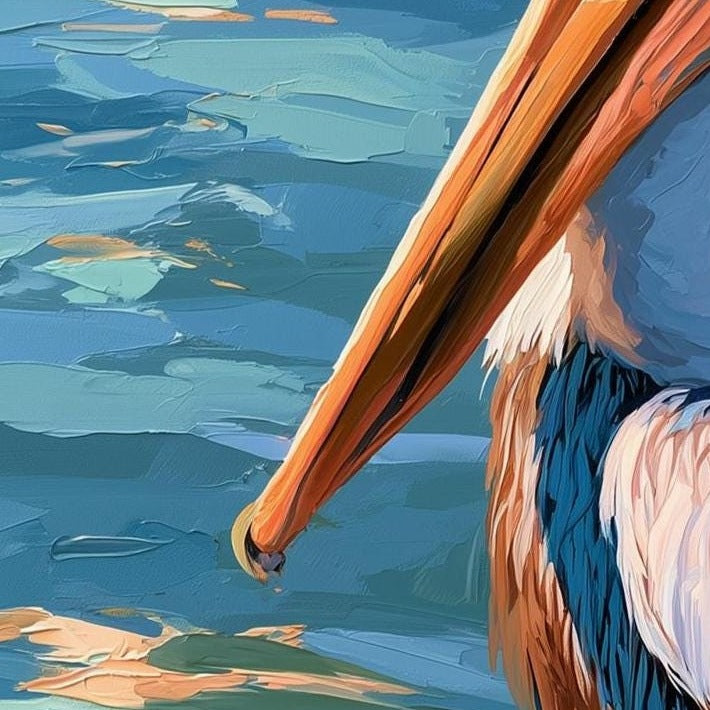 Pelican Post animal art print close-up detail