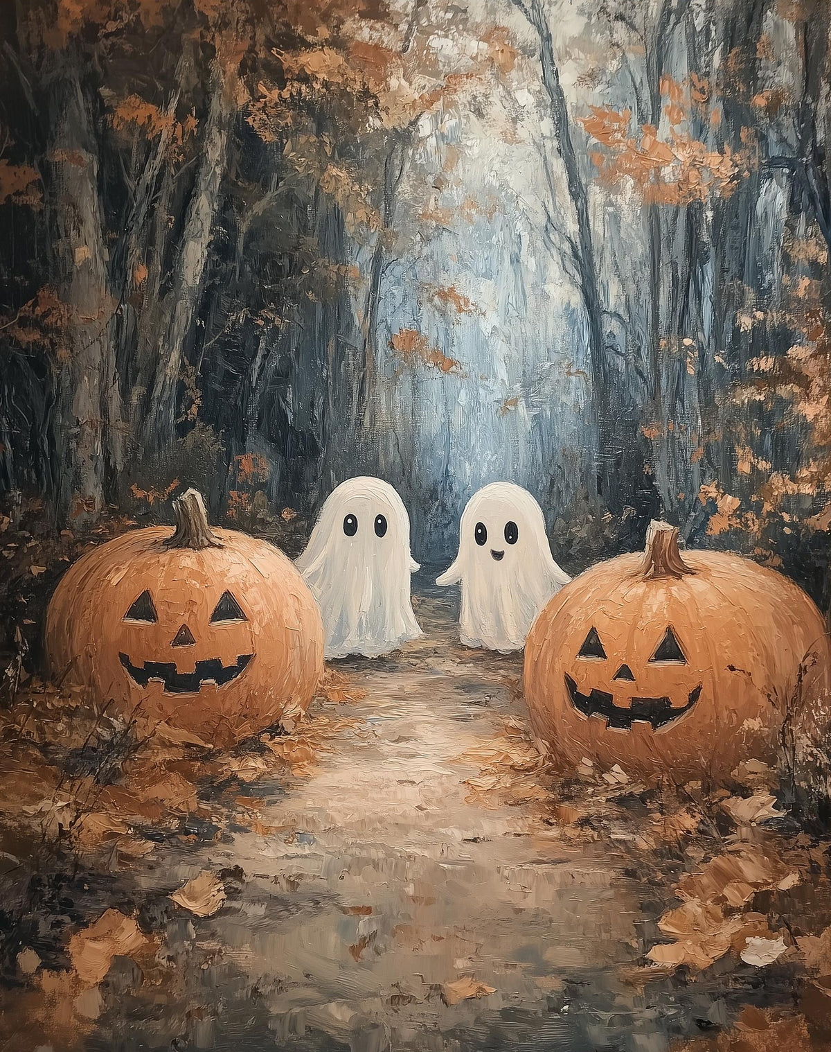 Woodland Ghosts Halloween art print unframed, signed by Pattie Overcash