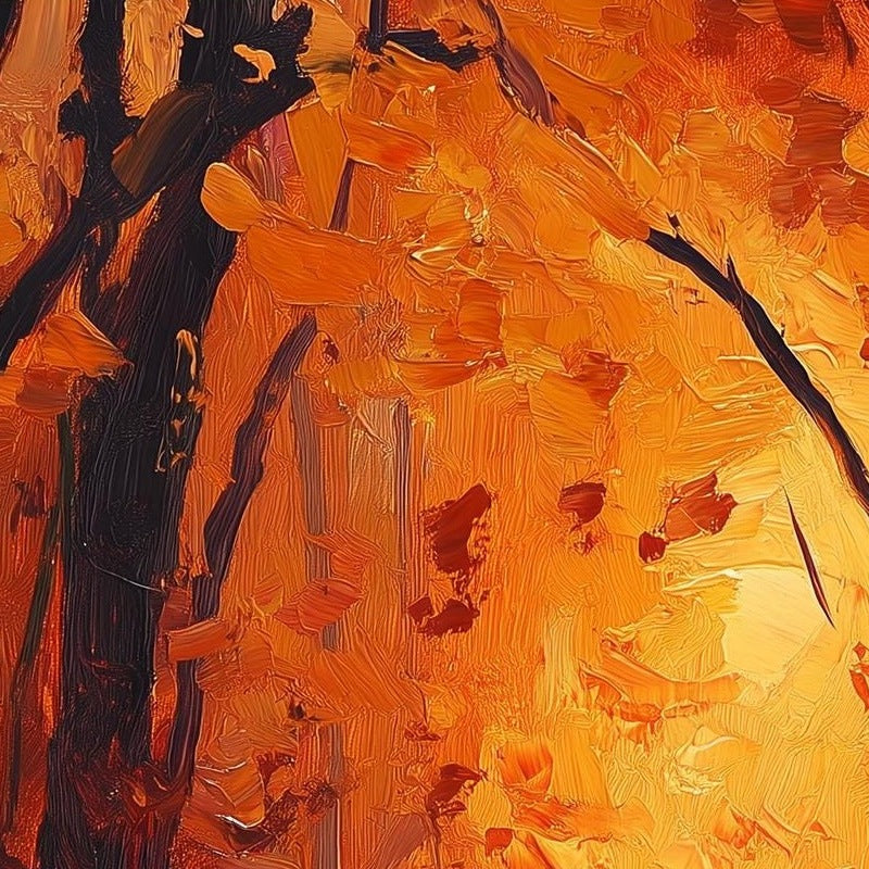 Forest Ghosts Sunset Halloween art print close-up detail
