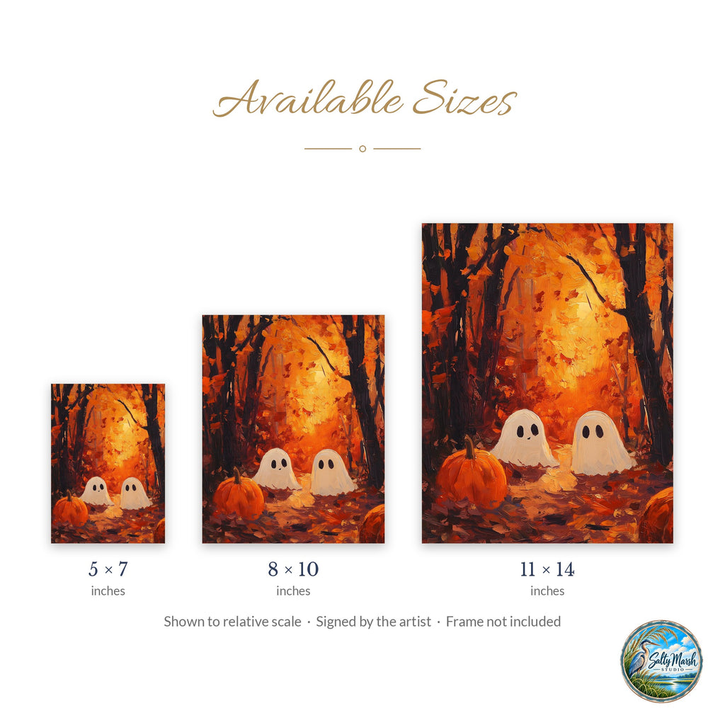 Forest Ghosts Sunset art print size guide: 5x7, 8x10 and 11x14