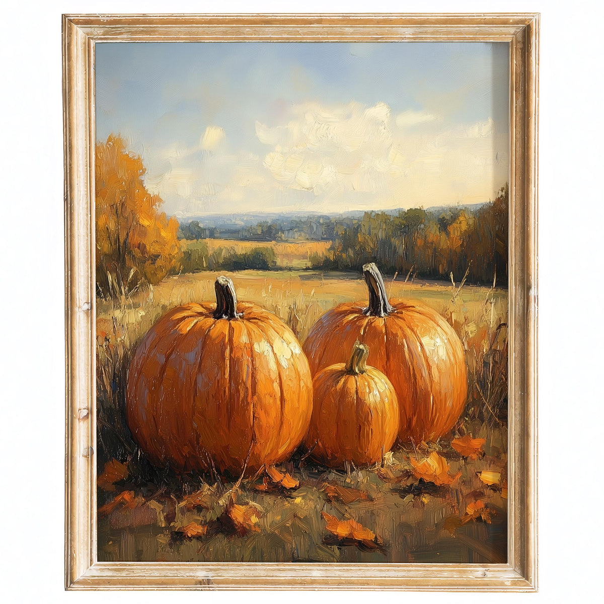Countryside Pumpkins fall art print framed