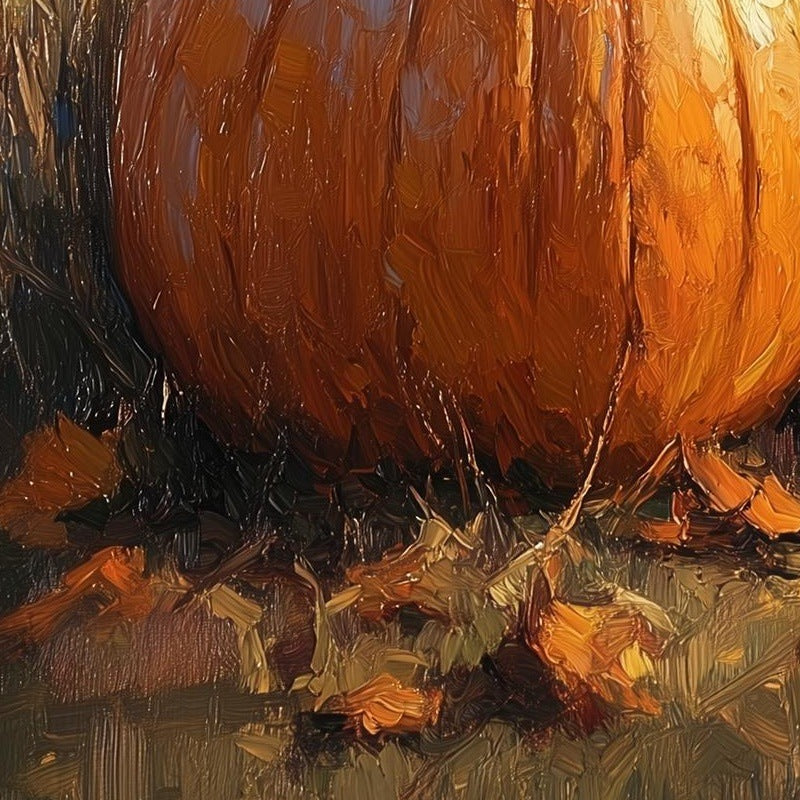 Countryside Pumpkins fall art print close-up detail