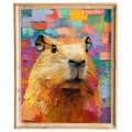 Colorful Capybara animal art print framed