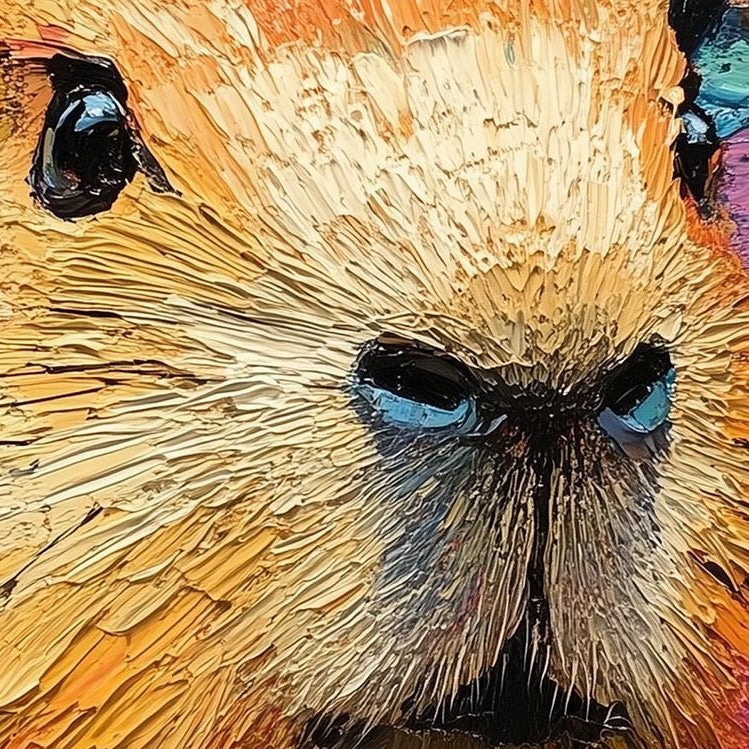 Colorful Capybara animal art print close-up detail