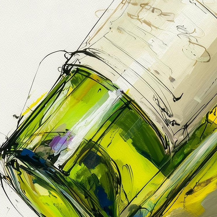 Wine Bottle Sketch kitchen art print close-up detail