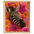 Floral Zebra animal art print framed