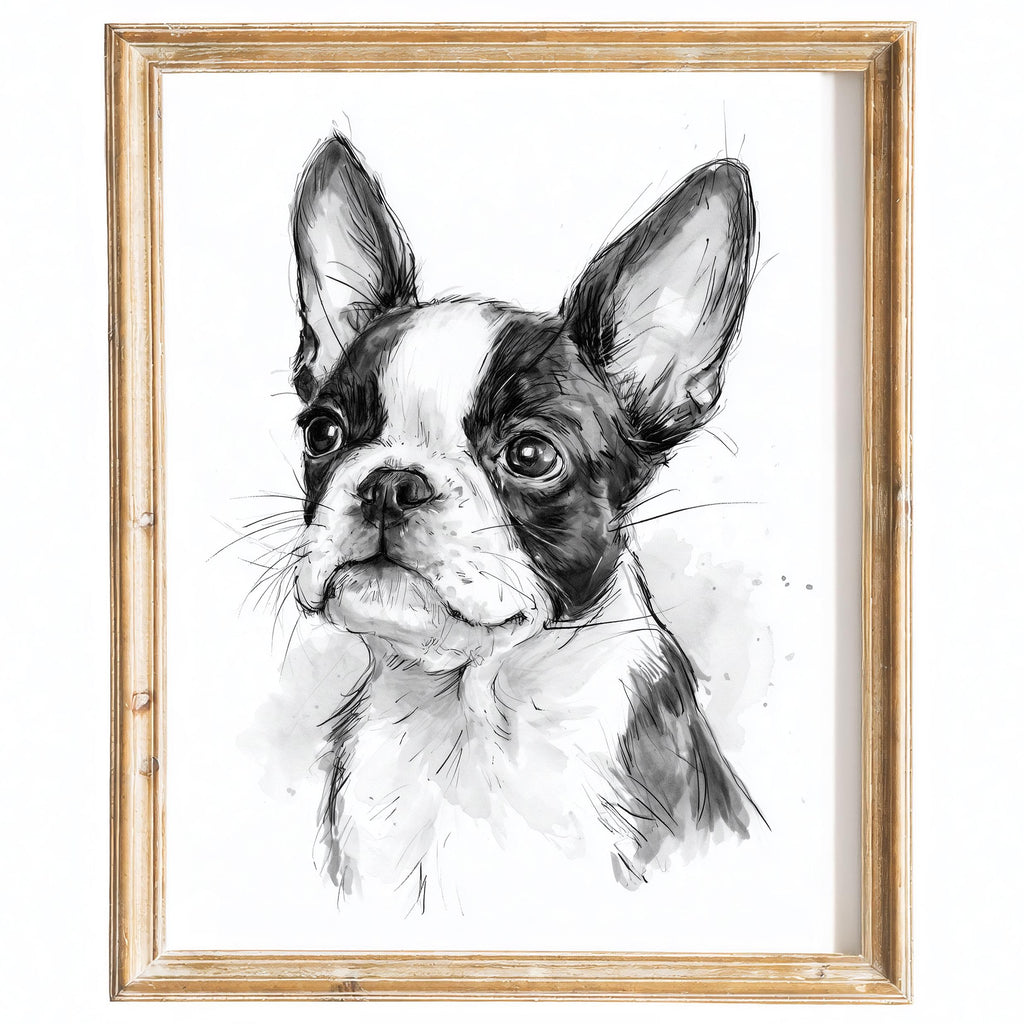 Boston Terrier animal art print framed