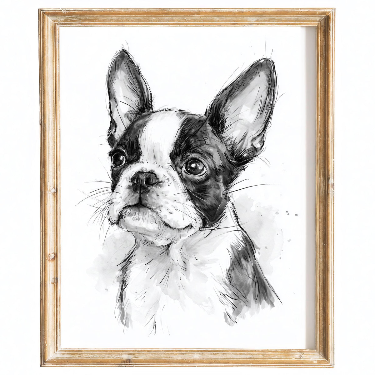 Boston Terrier animal art print framed
