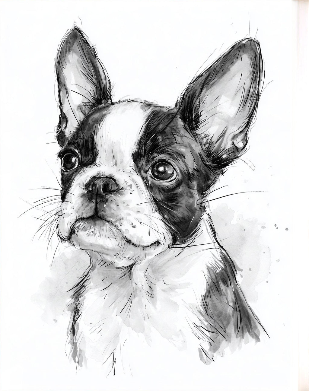 Boston Terrier animal art print unframed, signed by Pattie Overcash