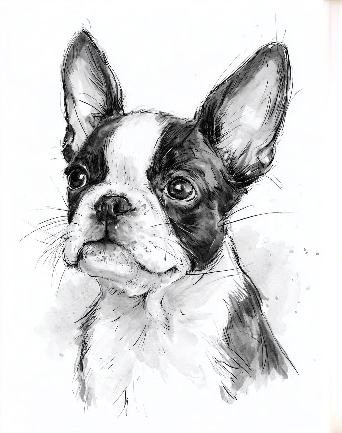 Boston Terrier animal art print unframed, signed by Pattie Overcash