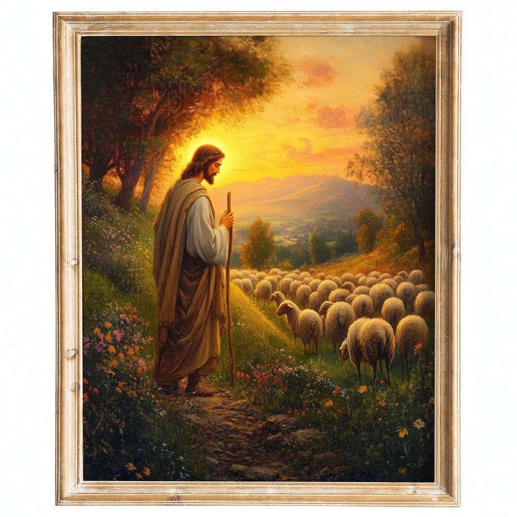 Good Shepherd faith art print framed
