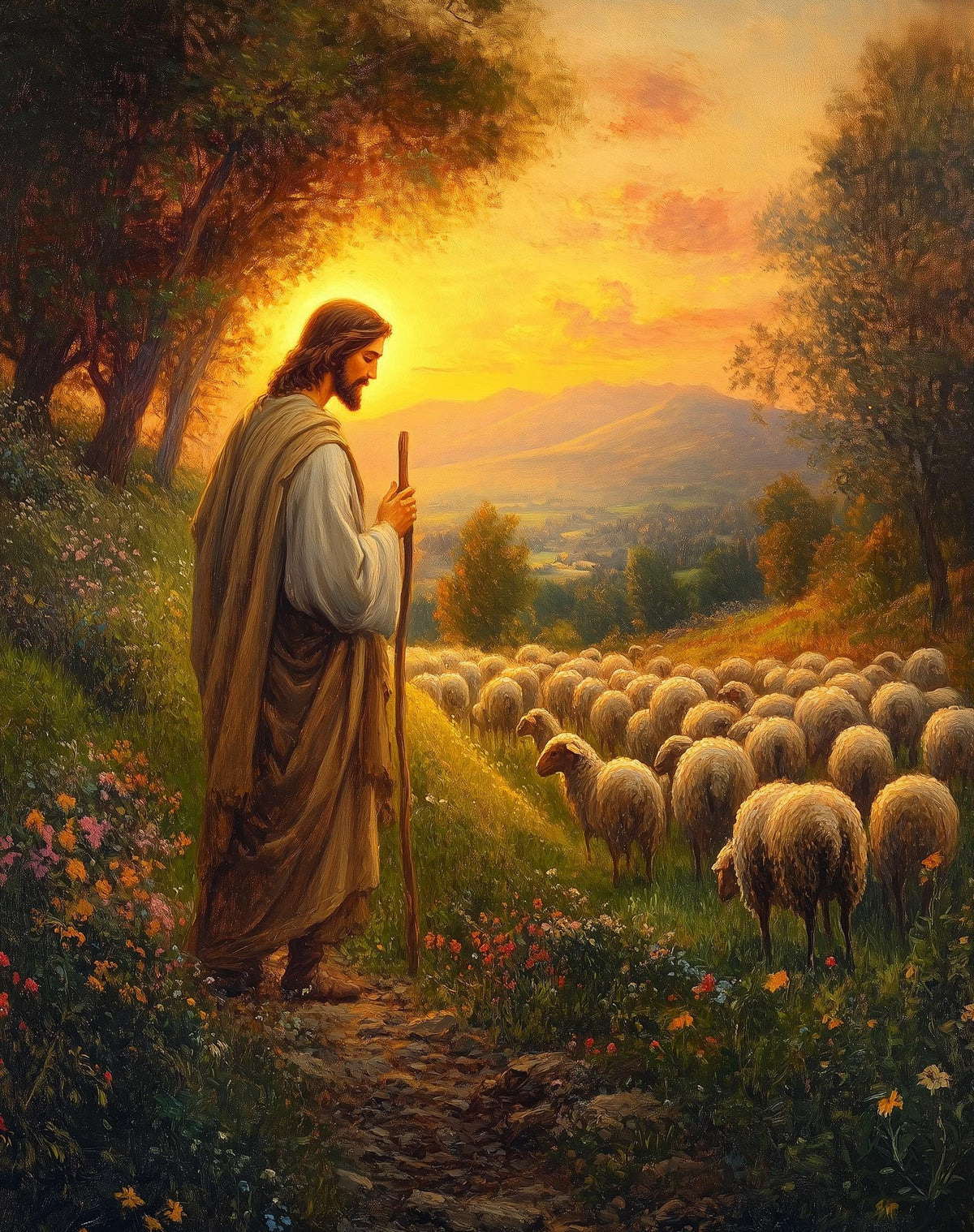 Good Shepherd faith art print unframed, signed by Pattie Overcash