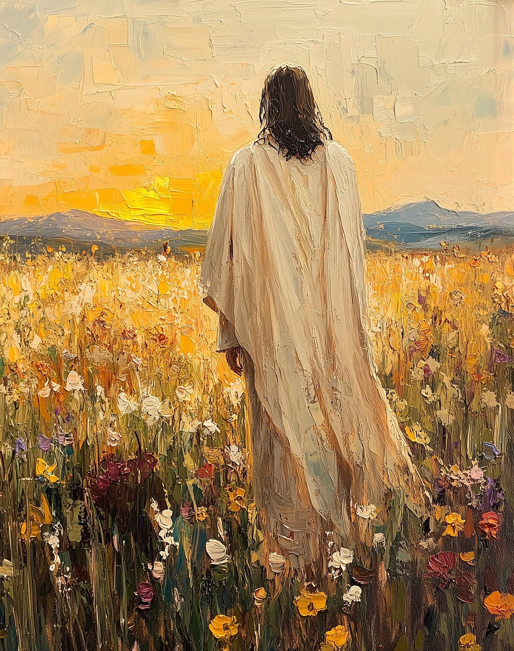 Jesus Meadow faith art print unframed, signed by Pattie Overcash