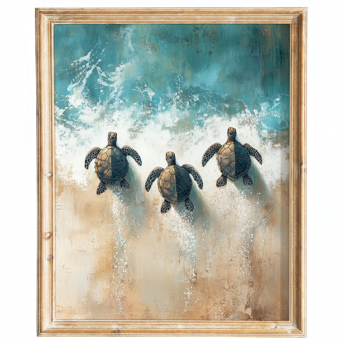 Baby Sea Turtles animal art print framed