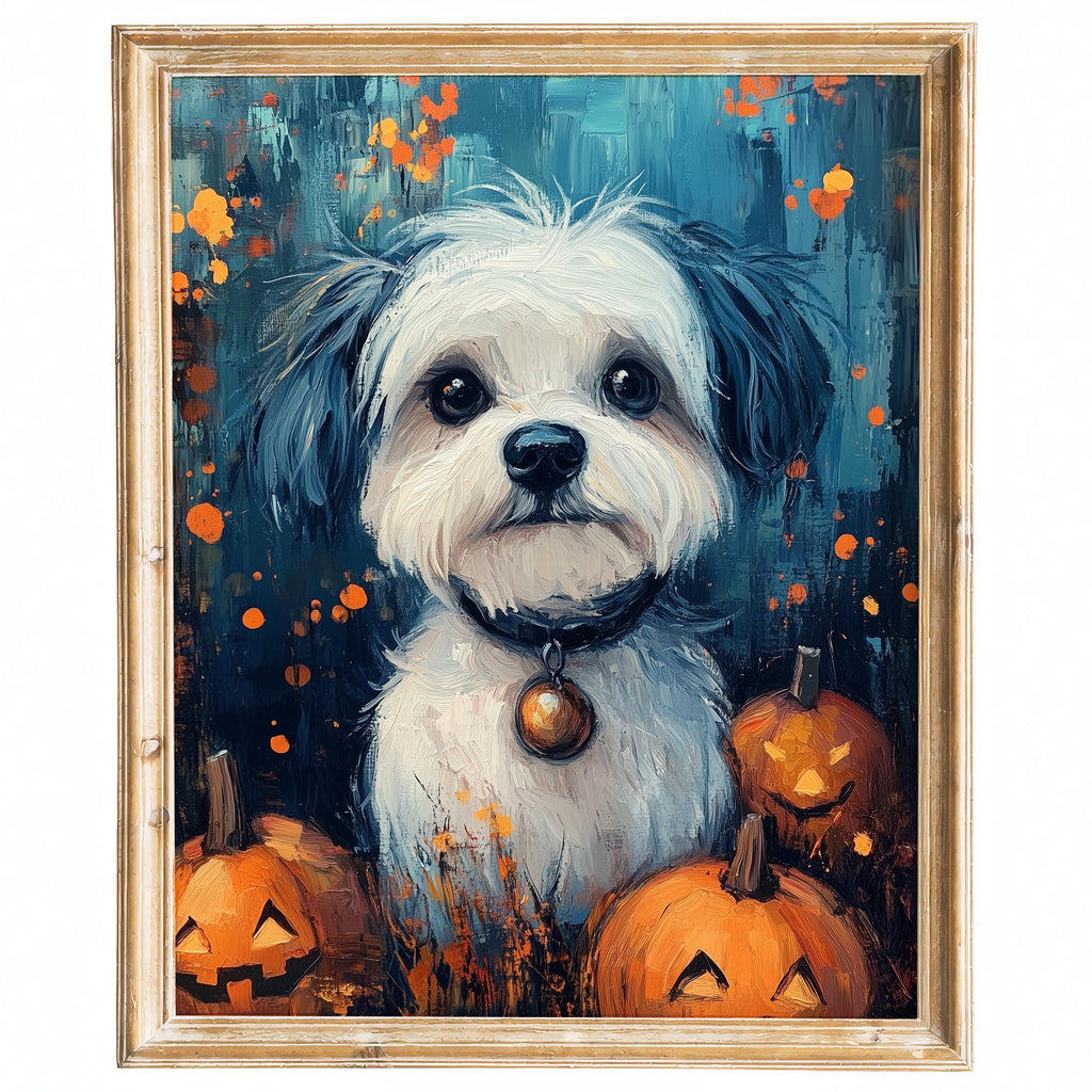 Spooky Puppy Halloween art print framed